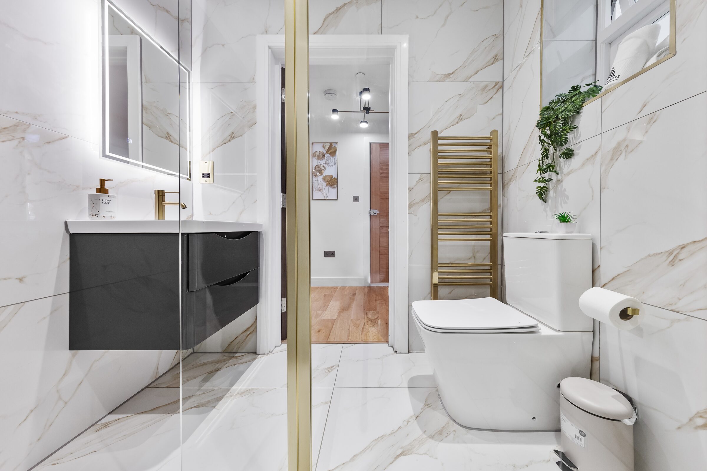 Shower and heated towel rail