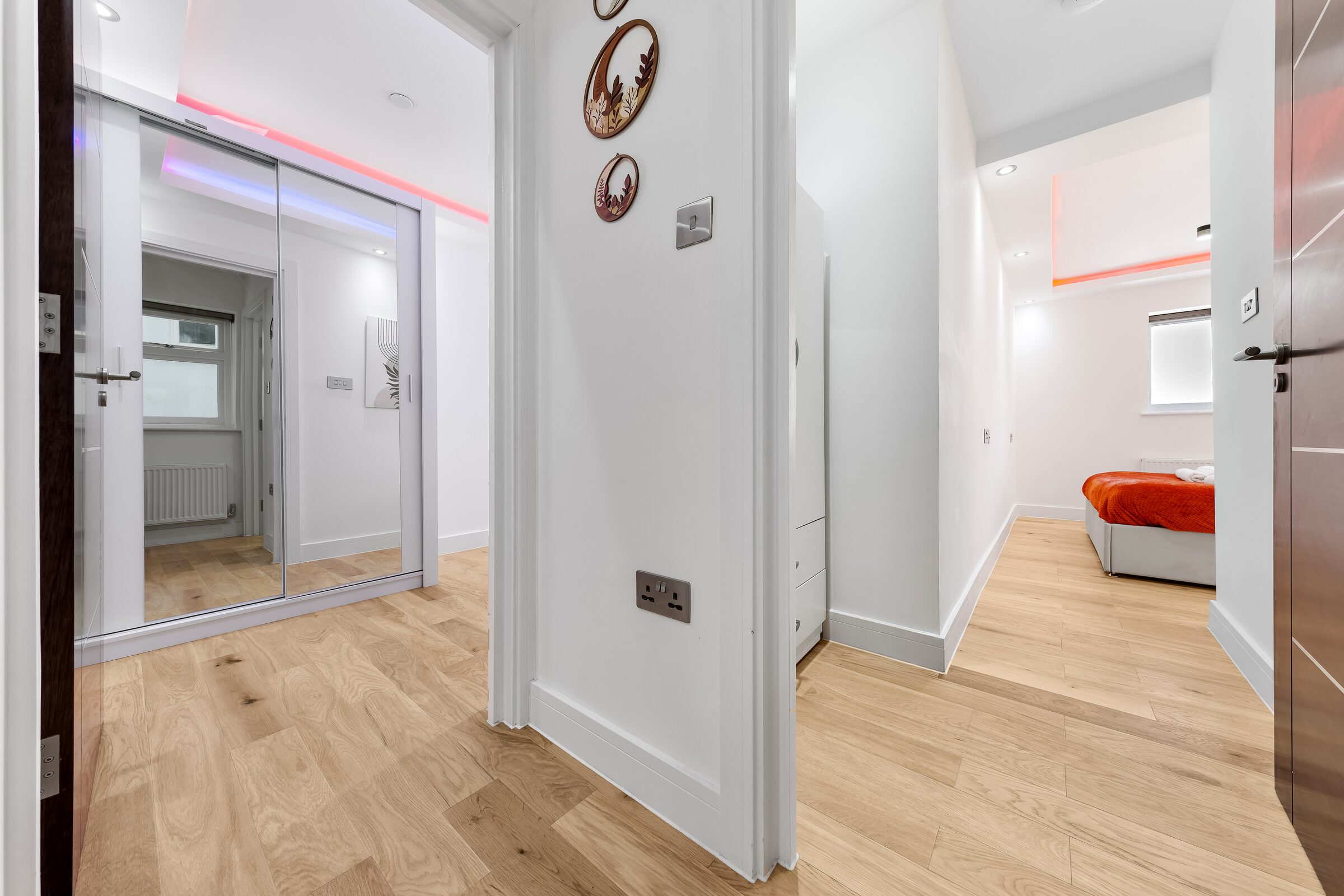 Hallway with mirrored wardrobe