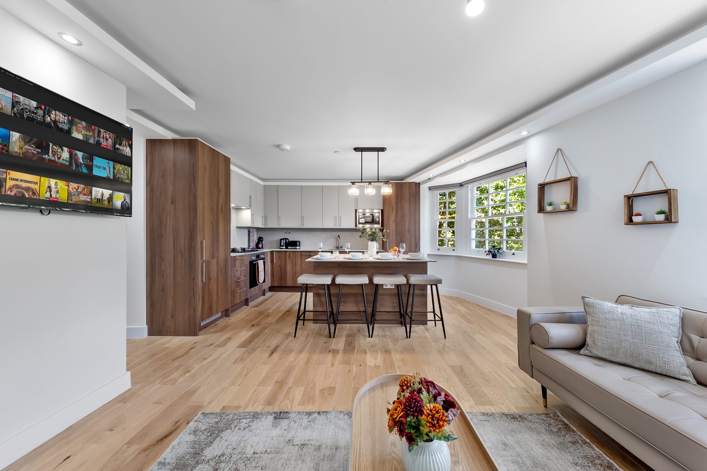 Dining table set for four