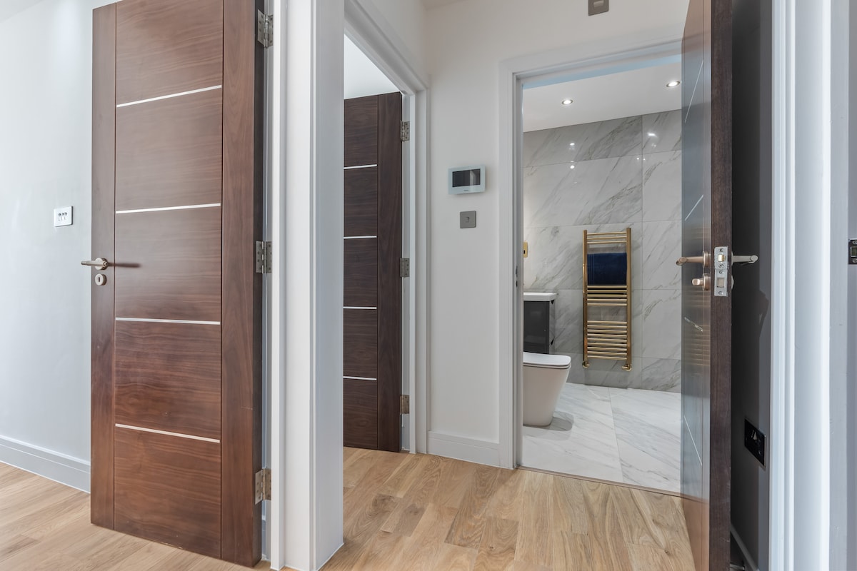 Hallway and bathroom
